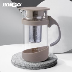 XC062366miGo 玻璃冷水壶茶水分离玻璃壶耐热泡茶壶玻璃茶具花茶养生壶1.2L G1217WH