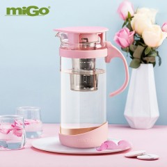 XC062367miGo 玻璃冷水壶茶水分离玻璃壶耐热泡茶壶玻璃茶具花茶养生壶 1.6L G1603WH